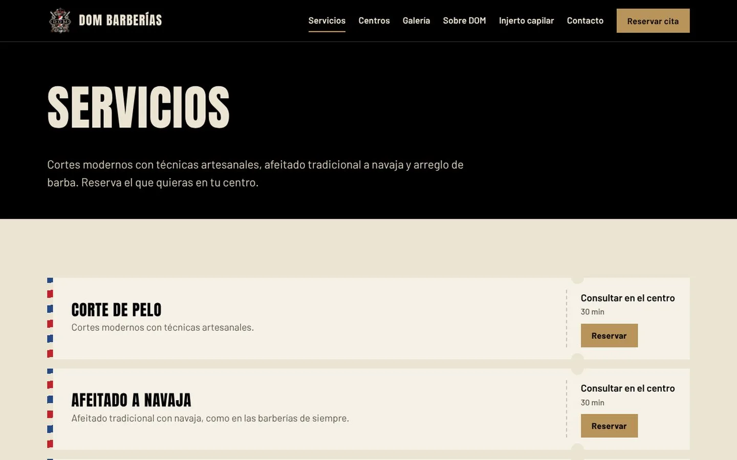 Servicios de la barbería